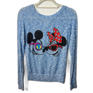 Disney Parks Mickey & Minnie Knit Top Light Blue Size XS